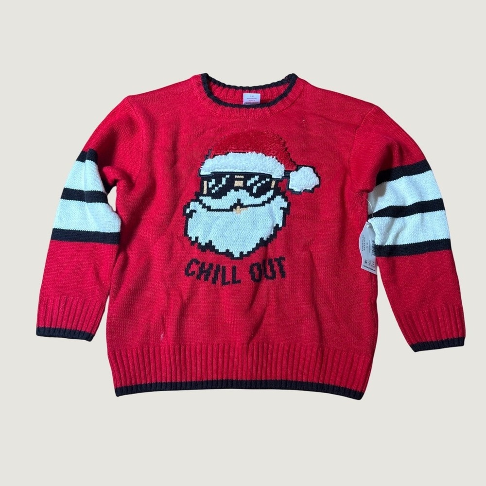 Holiday Time Santa Sweater Boys Red Chill Out Christmas NWT SIZE 8
